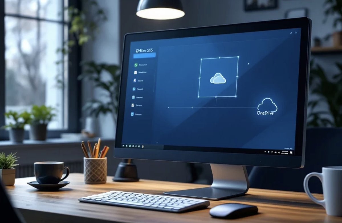 Digitale werkplek met een computer en cloudtoepassingen op het scherm